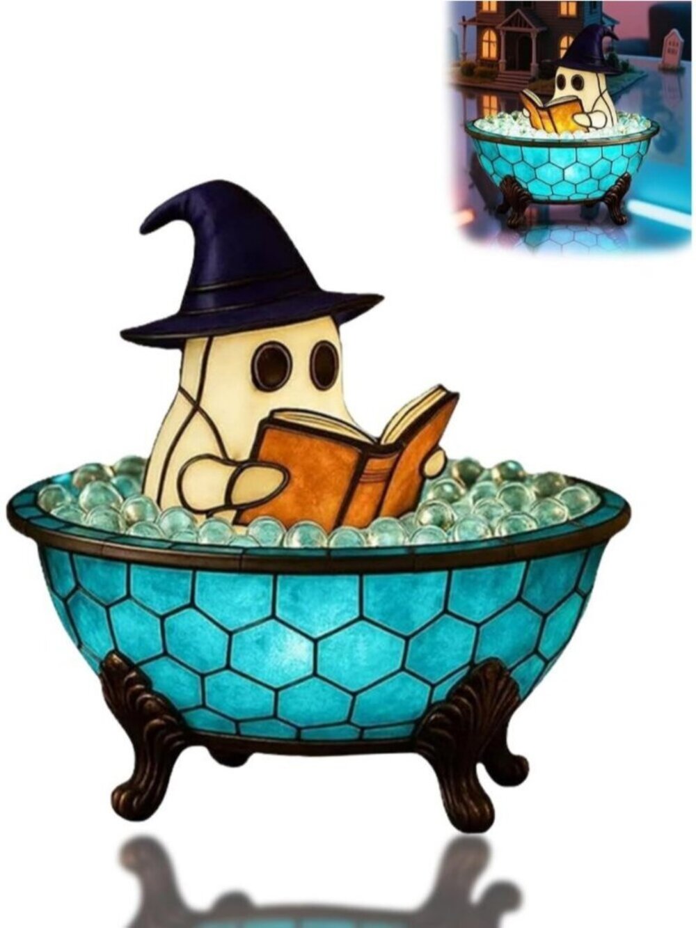Halloween Ghost Bubble Bath Lamp Cute Reading Books Nightlight Led Lamp Spooky